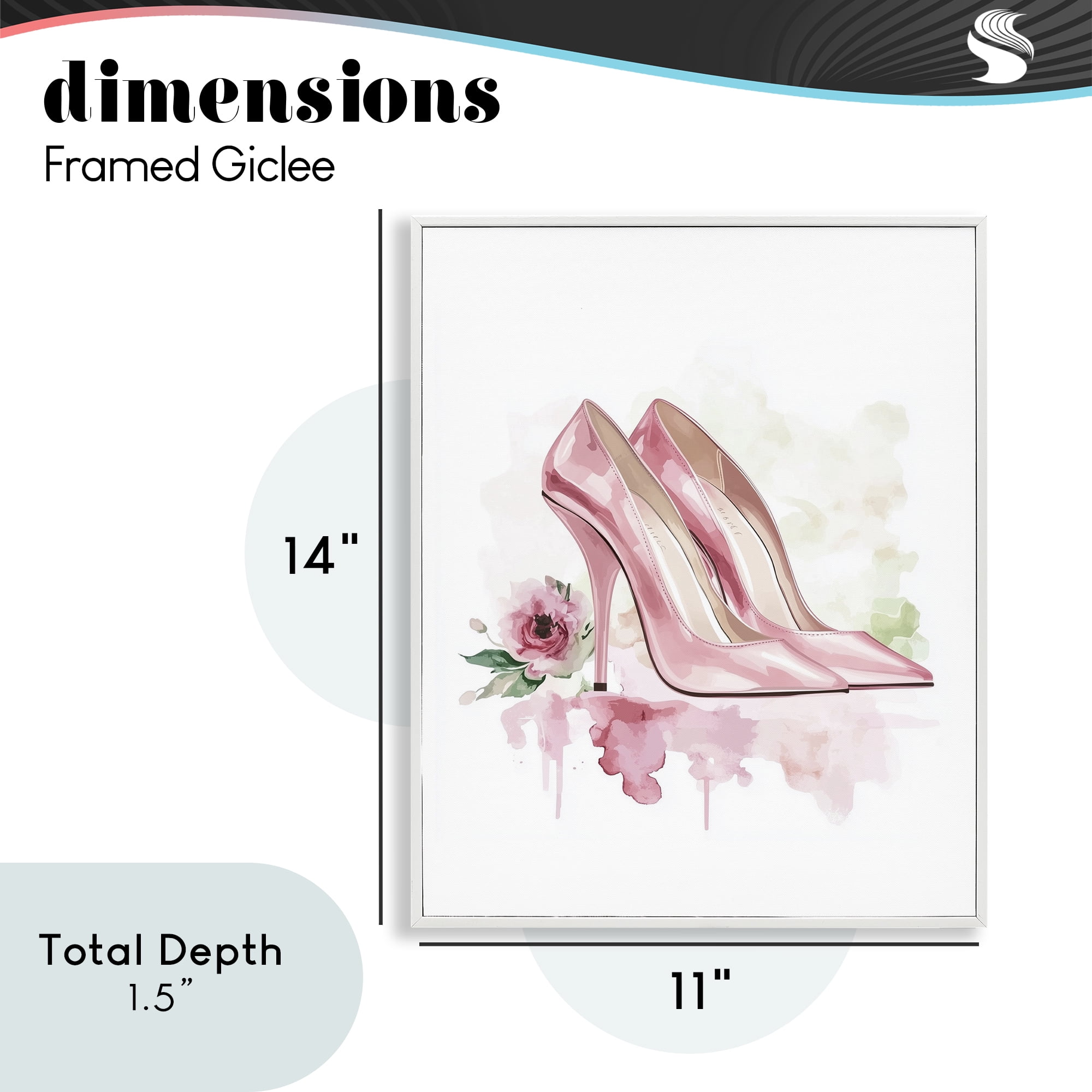 Rosy Pastel Heels White Framed Giclee Art, design by Christine Simpson Art