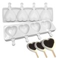 thumbnail image 2 of Ice Cream Mold 4 Cavities Heart Shaped Popsicle Mold Ice Pop Mold with Sticks, 2 of 6