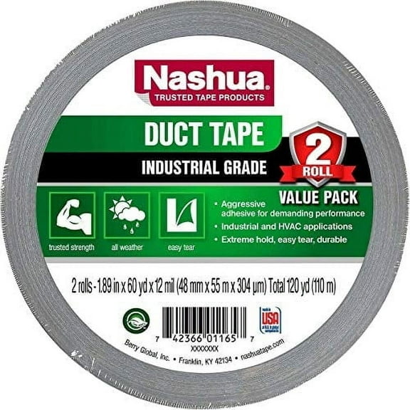Nashua Duct Tape 12 Mil Thick 2x60 Yard 2 Pack