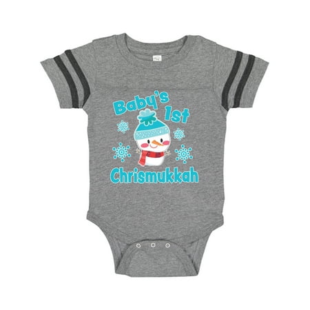 

Inktastic Baby s 1st Chrismukkah with Cute Snowman and Snowflakes Gift Baby Boy or Baby Girl Bodysuit