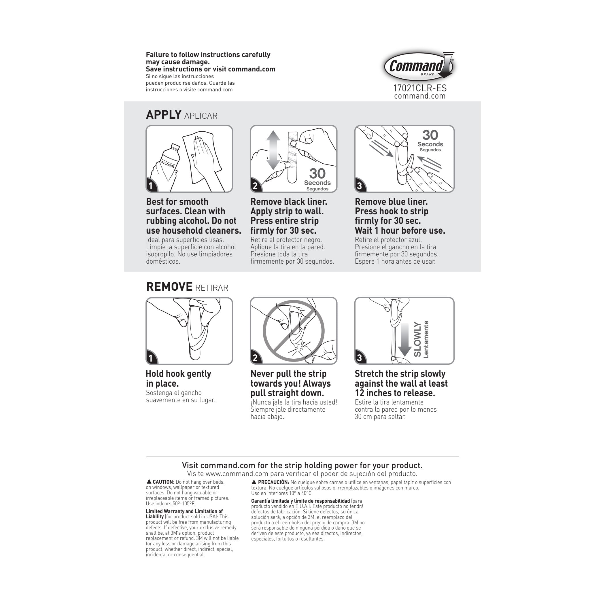 Command Medium Clear Replacement Strips for Wall Hooks, 12 Strips, Damage-Free Hanging
