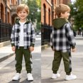 thumbnail image 5 of OYXSER 3T Boy Clothes Toddler Boys 2 Piece Cotton Plaid Hooded Shirt and Elastic Waist Pants Set Comfortable Daily Outfit, Green 3 Years, 5 of 9