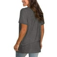 thumbnail image 3 of DPTALR Chemise Décontractée Confortable pour Femmes Col en V Couleur Unie Poche Coupe Ample Manches Courtes, 3 of 4