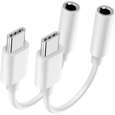 USB Type C to 3.5mm Headphone Jack Adapter 2 Pack | Compatible with iPhone 17 16 15 Pro/Pro Max/Plus, Compatible with Samsung Galaxy S26/S25/S24/S23/S22/S21 Ultra