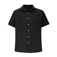 thumbnail image 4 of Wyobmus Mens Hawaiian Shirt Short Sleeve Casual 4-Way Stretch Button Down Shirts Collared Summer Vacation Beach Shirts S-3X B-Black, 4 of 5
