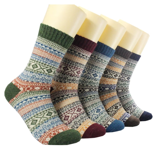 Calcetines de lana, 5 pares de calcetines de lana, calcetines suaves informales de punto, calcetines cálidos, gruesos y acogedores, máxima confiabilidad