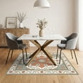 thumbnail image 3 of ODIKA 5'x7' Washable Area Rug Boho Large Scroll Defined Detail Cream Farmhouse Bohemian Medium for Guest Room, Lounge, Apartment, Non-Slip Low Profile, Stain Resistant, 3 of 7