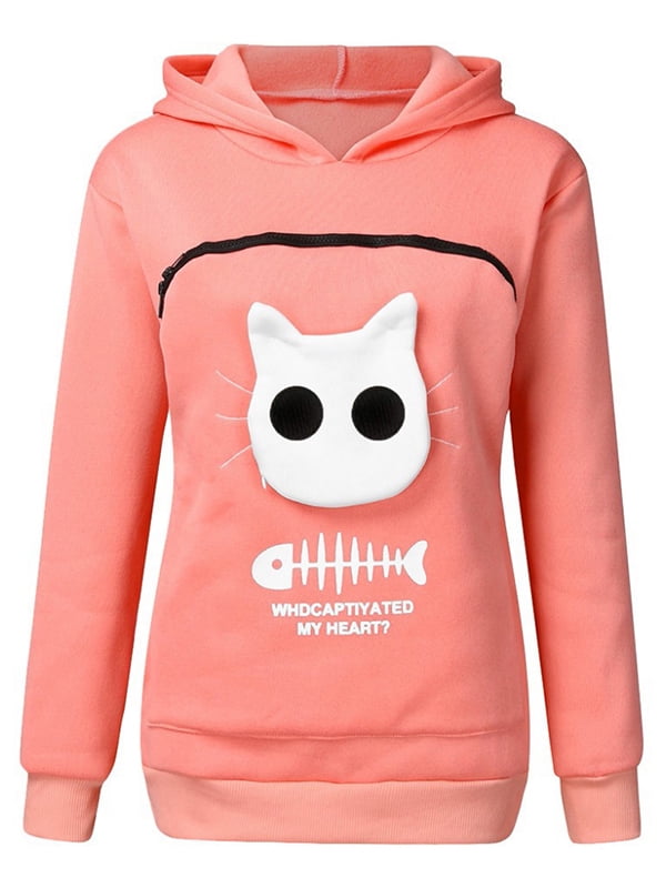 Funcee Womens Hoodies Pet Holder Cat Dog Pouch Carriers Pullover