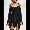 thumbnail image 4 of Disfraz de Halloween para Mujer, Vestido Midi Fluido con Pañuelo y Hombros Descubiertos, Estilo Hada Mariposa para Fiesta de Cosplay. Negro XXL, 4 of 10