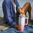 thumbnail image 5 of Credrink Vaso Térmico de Acero Inoxidable de 40oz con Aislamiento al Vacío de Triple Capa, con Pajita, Asa y Correa para el Hombro - Degradado Blanco Rosa, A Prueba de Fugas, Libre de BPA, 5 of 5