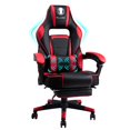 thumbnail image 1 of Massage Gaming Chair High Back PU Leather PC Racing Computer Desk Office Swivel Recliner with Retractable Footrest and Adjustable Lumbar Support, Black, 1 of 1
