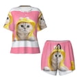 thumbnail image 4 of Lsque A Funny Cat Women's Short-Sleeved Pajama Set - 2 Piece Soft and Lightweight Sleepwear Set-, 4 of 9