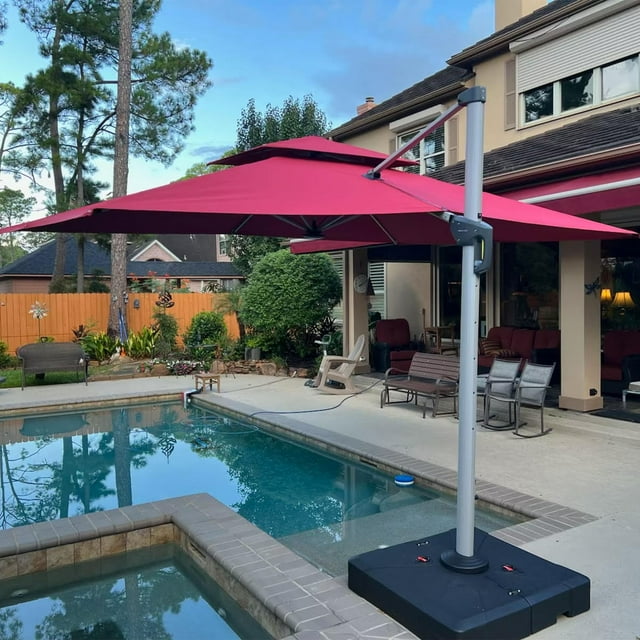 Purple Leaf Parasol de Patio Extérieur 10 Pi - Design Déporté à Bras Déporté avec Rotation à 360°, Parasol de Marché Carré Terracotta pour Terrasse, Piscine et Jardin