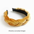 thumbnail image 2 of Qarigey Diadema de terciopelo trenzado, estilo bohemio, ancha, para mujeres y niñas, banda para la cabeza de invierno para deportes, Accesorio para el cabello amarillo jengibre, 2 of 6