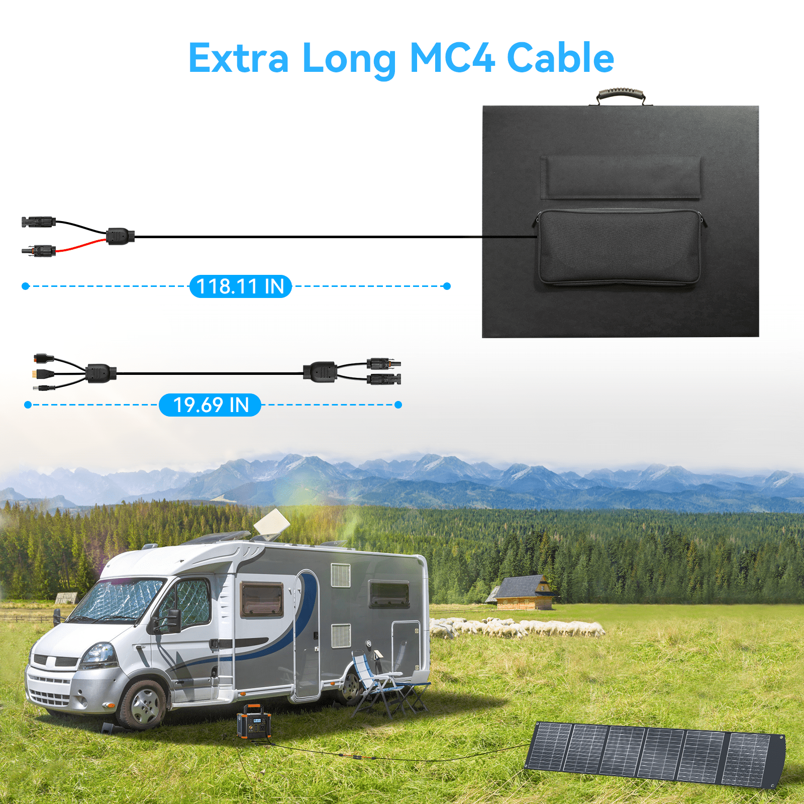 400W Portable Solar Panel for Most Power Stations, Foldable & Lightweight Solar Suitcase with Kickstands, 40V MC4 & Multi-Output for Solar Generators, RVs, Camping, and Outdoor Use