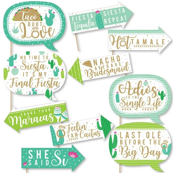Big Dot of Happiness Funny Final Fiesta - Last Fiesta Bachelorette Party Photo Booth Props Kit - 10 Piece