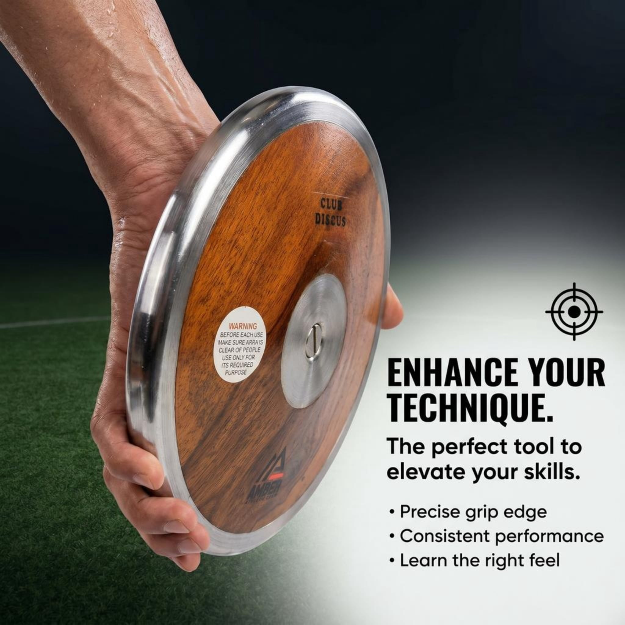 Amber Sporting Goods Precision Wood Club Discus Balanced, Stable, Versatile Thrower's Companion Perfect for Track & Field Training and Competition