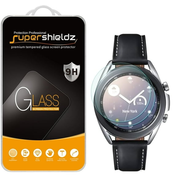 [3-Pack] Supershieldz for Samsung Galaxy Watch 3 (41mm) Tempered Glass Screen Protector, Anti-Scratch, Anti-Fingerprint, Bubble Free