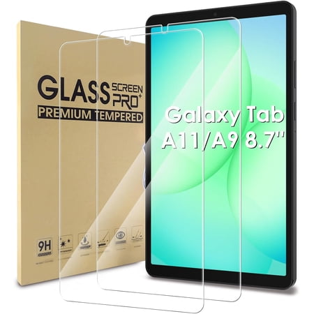 [2-Pack Screen Protector for Samsung Galaxy Tab A11 / A9 8.7" 2025/2023, [Ultra Clear] [Anti Scratch] [9H Hardness] [Bubble-Free] Tempered Glass Film for Samsung Tab A11/A9 8.7 inch