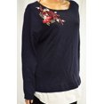thumbnail image 2 of Charter Club Women Blue Embroidered Layered-Look Sweater Top XXL, 2 of 3