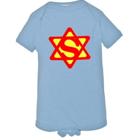 

PleaseMeTees™ Baby Super Jew Super Man Jewish Star Of David HQ Jumpsuit