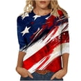 thumbnail image 2 of Conairie 4th of July T Shirt Women Crew Neck Loose 3/4 Sleeve Patriotic Shirts With Flag Stars Stripes Holiday Commemorative Tops Red XXXXXL, 2 of 6