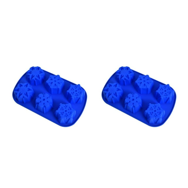 Advancent 6 Blue Silicone Baking Molds, Snowflake Can Pattern, Handmade Cake, Jelly, make Soap, DIY Ice Chocolate, Candle, Molde de torta 2piezas