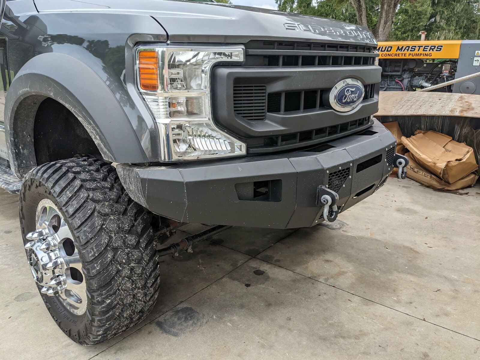 KOJEM Front Bumper for 2017-2019 Ford F250 F350 F450 Super Duty w/LED Lights 3 PCS