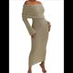 thumbnail image 3 of Vestido Ajustado Tipo Suéter con Hombros Descubiertos para Mujer, Elegante, de Larga, para Fiesta en Club, Midi y Formal. Albaricoque M, 3 of 10