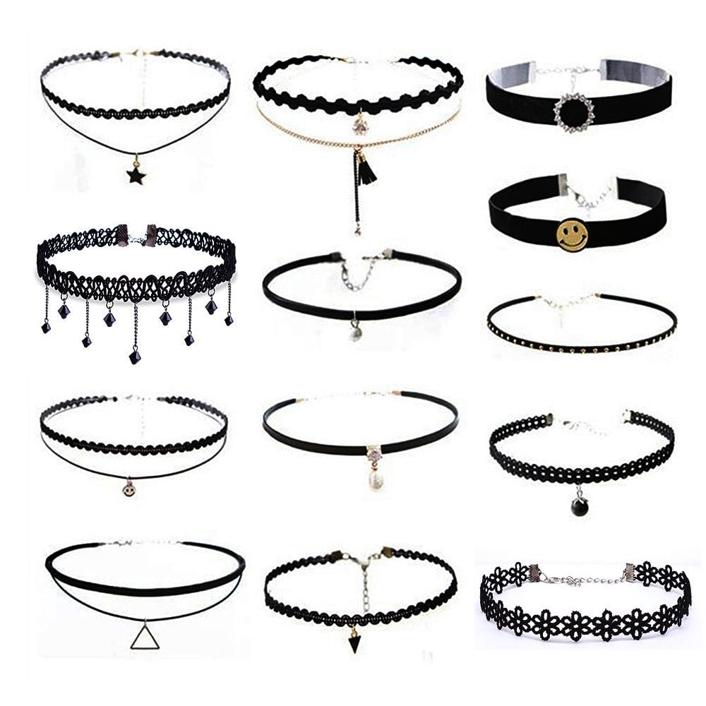 PENGXIANG 13 Pcs Choker Set Black Chokers Necklaces for Women Velvet