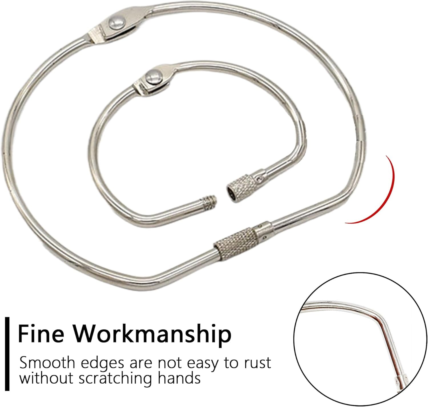 Loose Leaf Binder Rings:10PCS D-Shaped Metal Rings for Crafts,Easy Locking and Opening,Binder Ring for Index Cards,Sample Arrangement,Book Rings, Key Rings (3 inch)