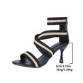 thumbnail image 2 of SACFOF Women Fashion Pointed Toe Heel Sandals Strap Heels Roman Style Back Zipper Open Toe High Heel Casual Cloth, 2 of 6