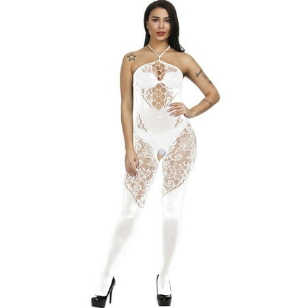 Generic New Sexy Lingerie Women s Sexy Siamese Jacquard Fishnet Clothes Hollow-out Camisole See-through Hip Lifting One-Piece Stockings