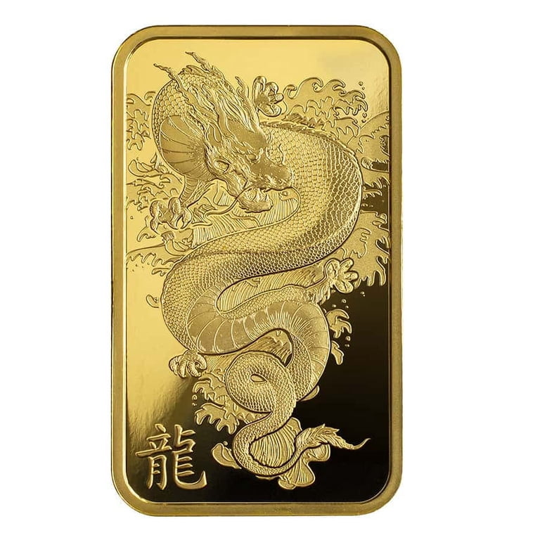 PAMP Suisse 2024 1 oz Lunar Dragon Gold Bar, .9999 Fine, In Assay