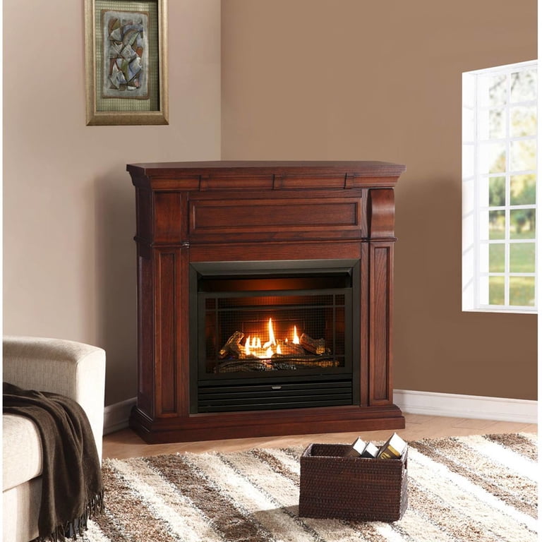 Duluth Forge Dual Fuel Ventless Gas Fireplace - 26,000 BTU, Remote Control,  Chestnut Oak Finish - Walmart.com