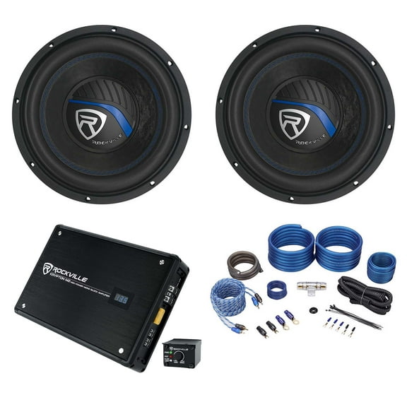 (2) Rockville K5 W12K5S2 12" 1400w 2 Ohm Car Subwoofers Mono Amplifier Amp Kit