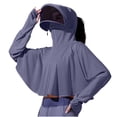 thumbnail image 3 of Lcziwo Women's Sun Protective UPF Hoodies Full Zip Long Sleeve Thin Shawl Ice Silk Quick Dry Solid Jackets with Mask and Brim Dark Gray,Free Size, 3 of 9