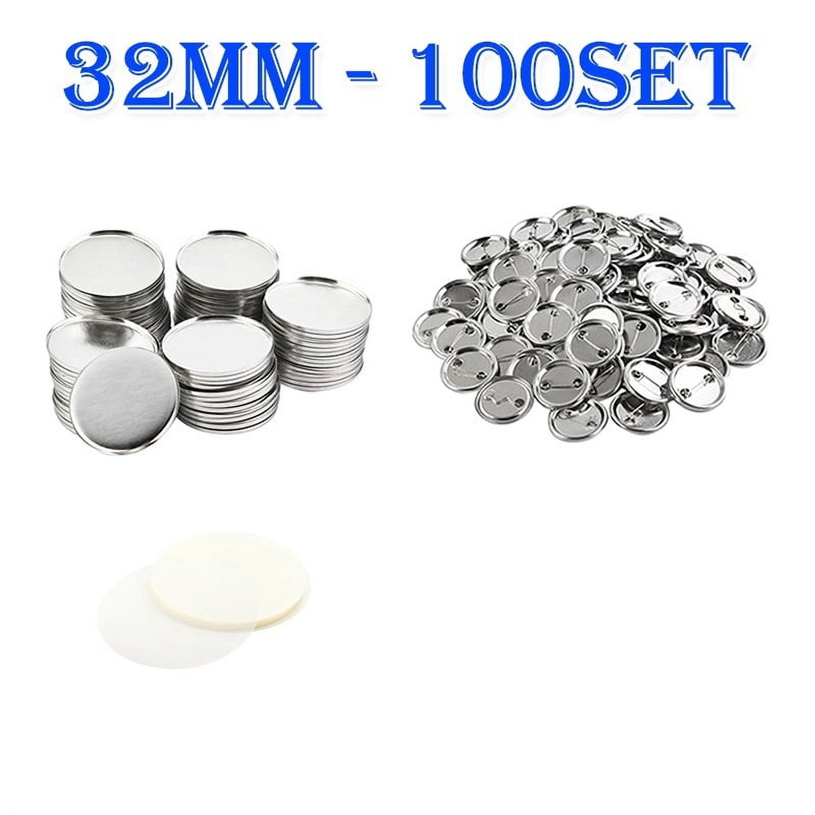 100Sets 32MM Round Badge Pin Button Maker Machine DIY Making Badge Parts Manual Punch ,Beginner-Friendly