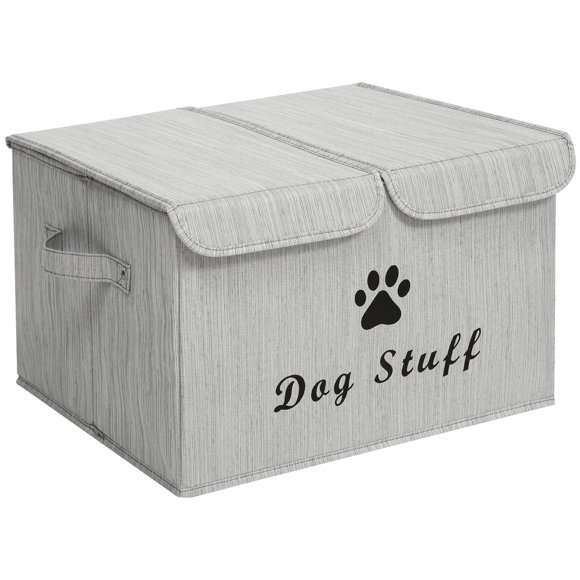Caja de almacenamiento de juguetes para perros Morezi Bamboo Grey Lino-Algodón