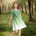 thumbnail image 4 of Cold Shoulder Dresses for Girls with Pockets Size 3-14 Teens Kids Trendy Gradient Printed Short Sleeve Crewneck Pullover Tshirts Dress, 4 of 8