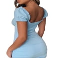 thumbnail image 3 of Robe Courte à Manches Courtes pour Femmes à Encolure Carrée avec Laçage, 3 of 5
