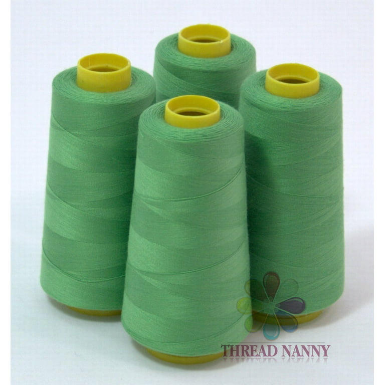 4 Large Cones (3000 Yards Each) of Polyester Threads for Sewing Quilting Serger Pistachio Color from ThreadNanny