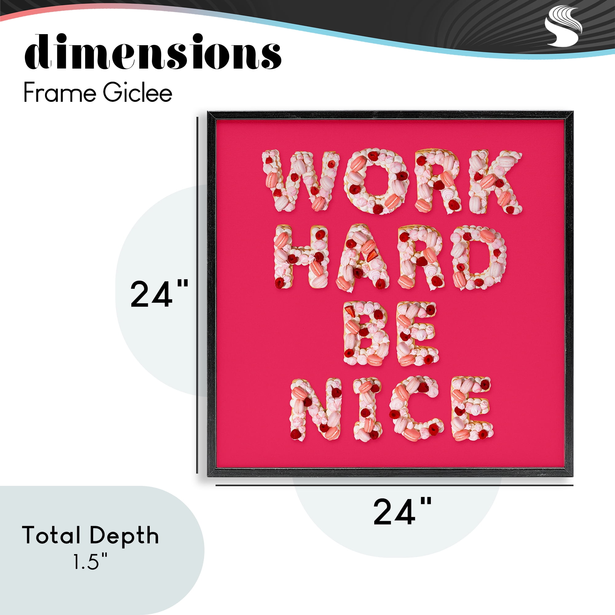 Work Hard Be Nice Black Framed Giclee Art, design by LISH Creative