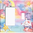 thumbnail image 2 of Metal Light Switch Wall Plate Outlet Cover (2 Teddy Bears Reading Flower Hearts Pink - Single Rocker Single Toggle), 2 of 2