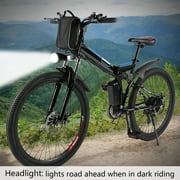 Hot sale! PRO Folding Electric Mountain Bike with 26" Super Lightweight Magnesium Alloy 6 Spokes Integrated Wheel, Large Capacity with detachable Battery, and Shimano Gear LEANO