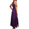 thumbnail image 3 of Sakkas Zendaya Stonewashed Rayon Embroidered Floral Vine Sleeveless V-Neck Dress - Purple - L/XL, 3 of 5