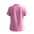 thumbnail image 5 of Women's V-Neck Button-Up Short Sleeve Blouse with Side Slit Detail, 5 of 7