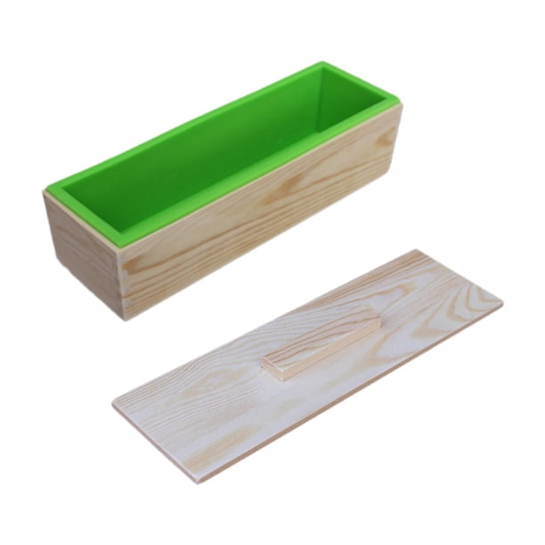 Jabón rectangular hecho a mano, caja de madera fundida y tapa, barra de jabón flexible Verde
