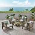 thumbnail image 2 of Frankie Outdoor 4 Seater Acacia Wood Club Chair and Coffee Table Set, Gray and White, 2 of 10