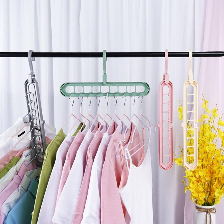 3 1pc 9 hole Space Saving Hanger 360 Rotating Magic Hanger Multi function Folding Magic Hanger Wardrobe Drying Clothes Clothes Storage T1V8